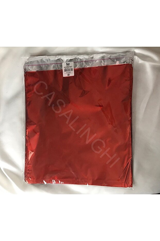 Bright Red Single Color Metalized Red Gift Package - Bag with Tape, 25X35 Cm, 1 Pack (100 Pcs)