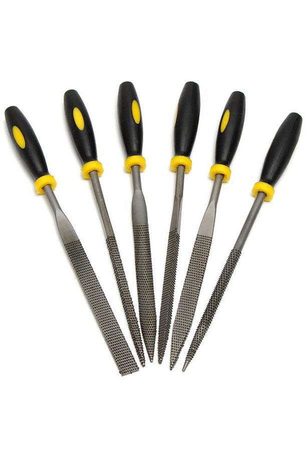 Mini Eğe Seti Çelik Törpü Takımı 6 Parça Ahşap Set Üçgen Kare Düz Yuvarlak Çok Amaçlı Hobi Set - 5