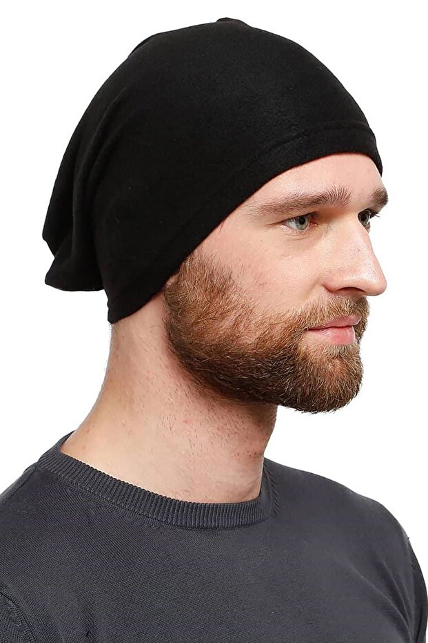 Men's Fleece Beret Neck Collar Black