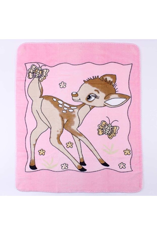 Pink Gazelle Patterned Fleece Blanket 85*100 cm