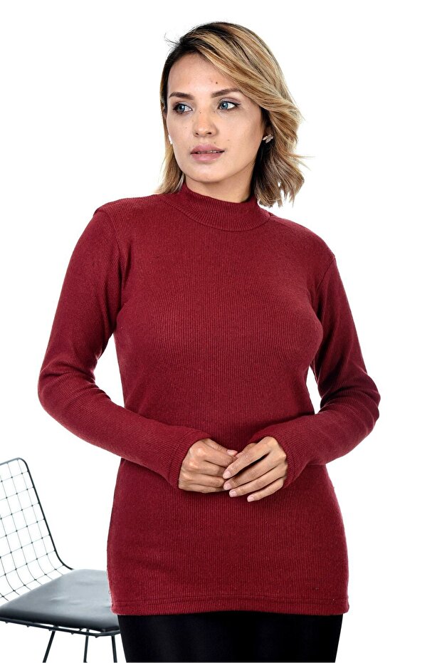 Women's Burgundy Half Turtleneck Sweater