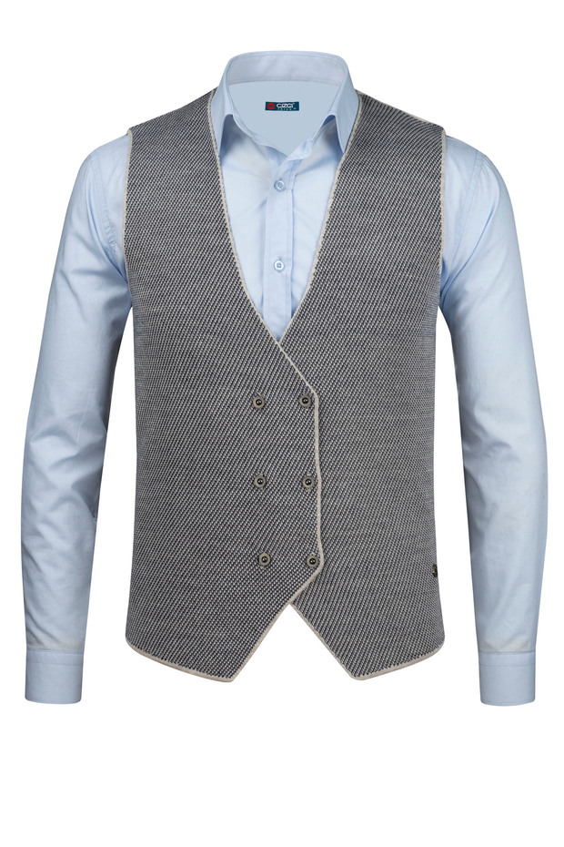 Men's Buttoned Sports / Regular Fit Knitwear Knitted Sleeveless Stone Vest - 5013Ls