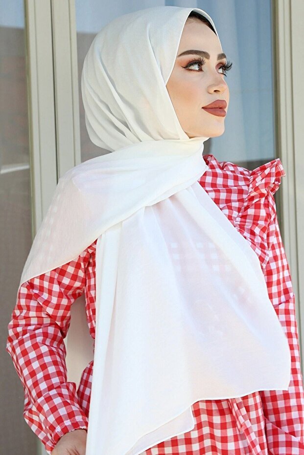 شال جاز حريري أبيض