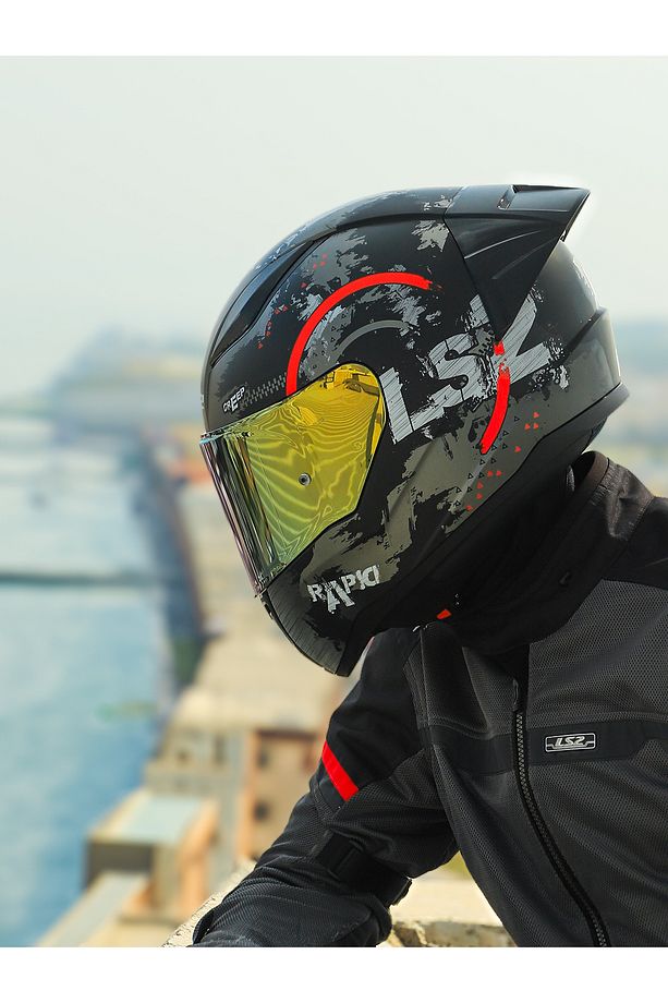 RAPID 2 CIRCLE MAT SİYAH-KIRMIZI KASK + SPOILER - 7