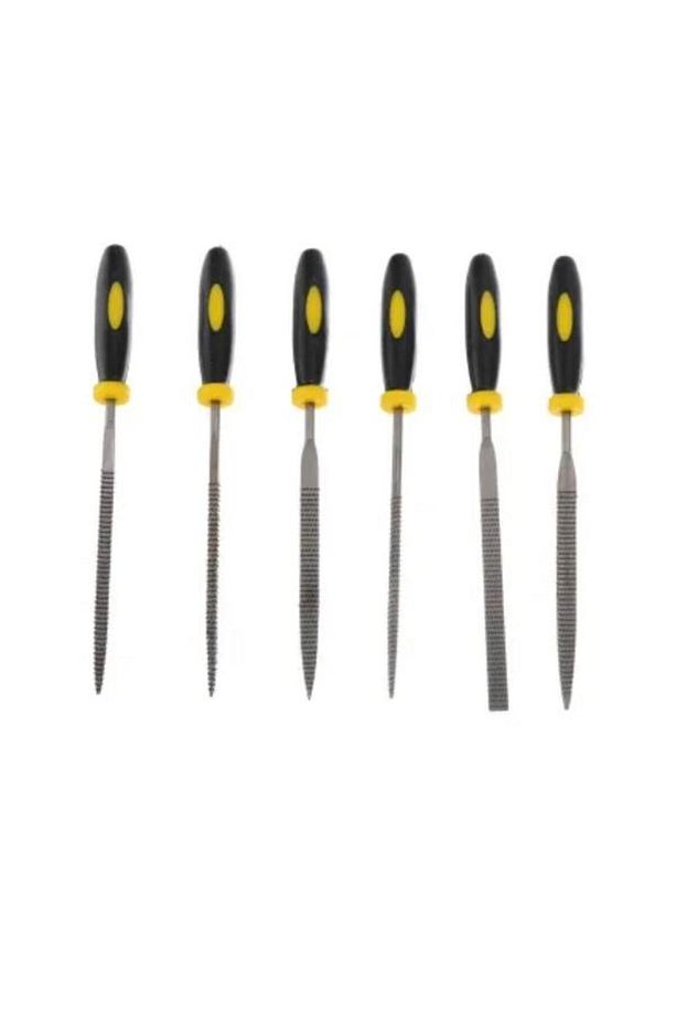 Mini Eğe Seti Çelik Törpü Takımı 6 Parça Ahşap Set Üçgen Kare Düz Yuvarlak Çok Amaçlı Hobi Set - 4