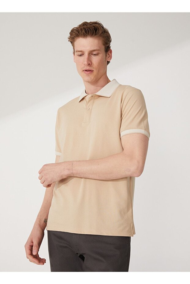 Men's Polo Neck Beige T-shirt - 4a9000000003