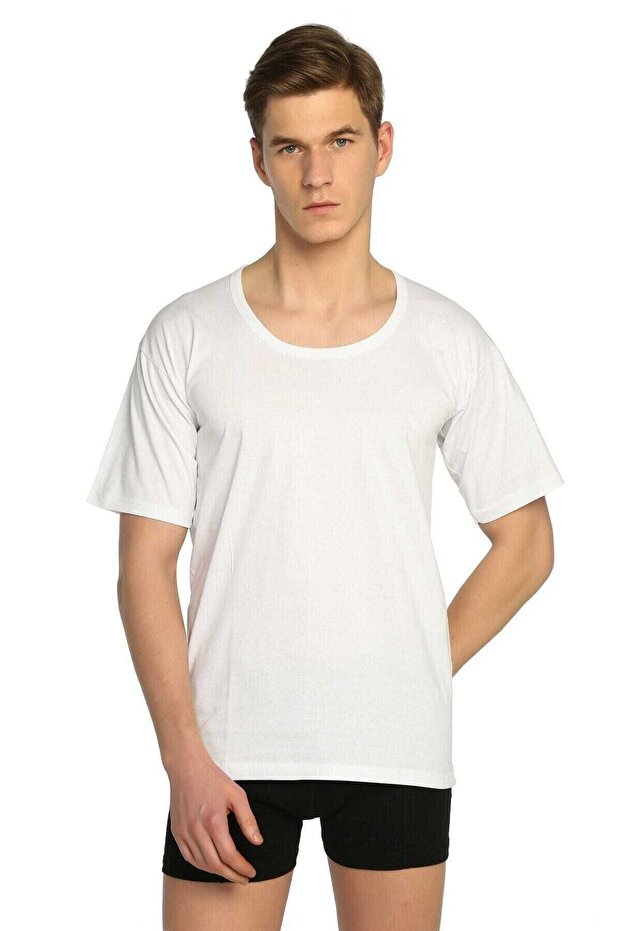 Tutku Men's White Combed Cotton Undershirt 6 Pack