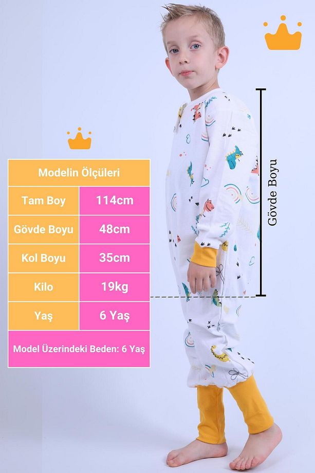 2-8 Yaş 1 Tog Pazen Çocuk Uyku Tulumu Unisex Uzun Kollu Uyku Tulumu - 2