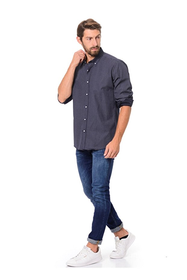 G591 GÖMLEK-LACİVERT - 2