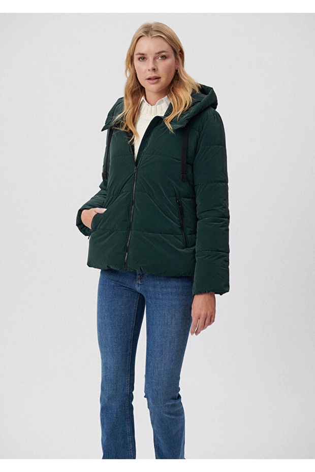Kapüşonlu Yeşil Ceket - 1
