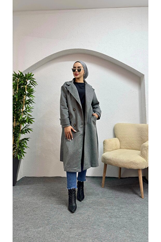 Düğmeli Kaşe Kaban - 2