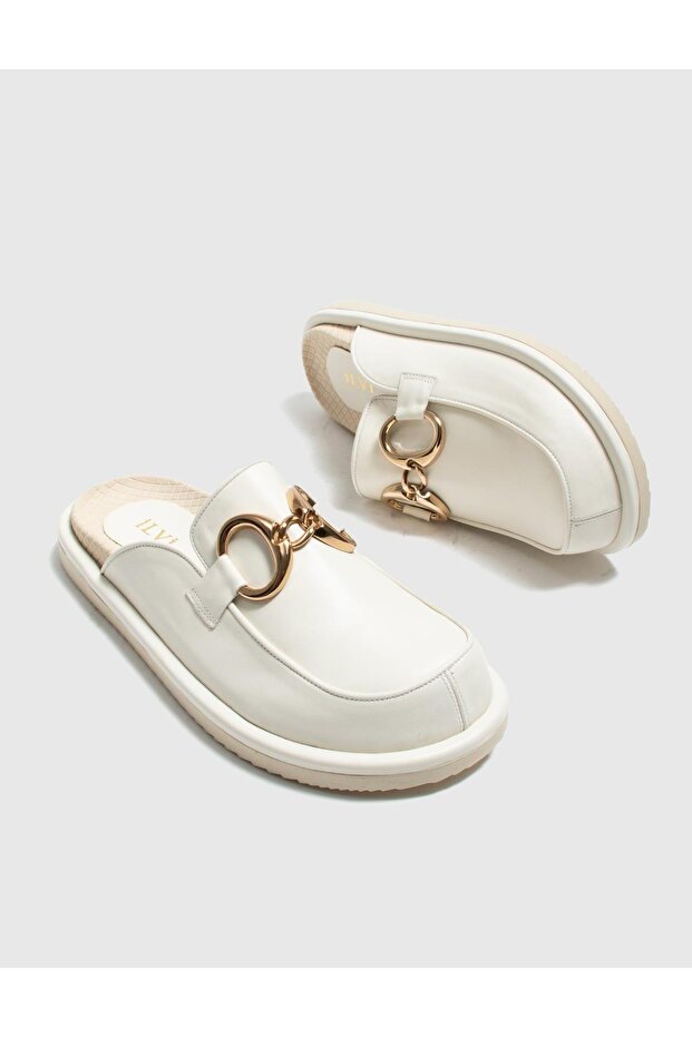 Lolli Genuine Leather Women's White Slippers