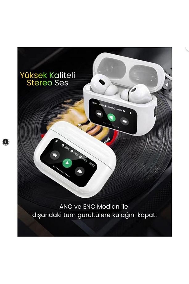 Bluetooth Kulaklık LCD Tam Renkli Akıllı Ekran Dokunmatik Ekran ANC Gürültü Azaltma  TWS Kulaklık - 6
