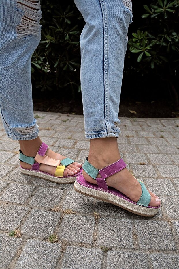 Multi Lilac Suede Sandals - 3