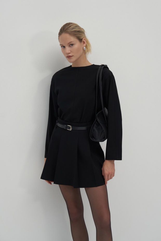 Siyah Private Edition Kemerli Mini Etek - 4