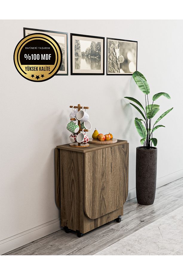 OVAL Masa Açılır Katlanır  fonksiyonel MDF - 4