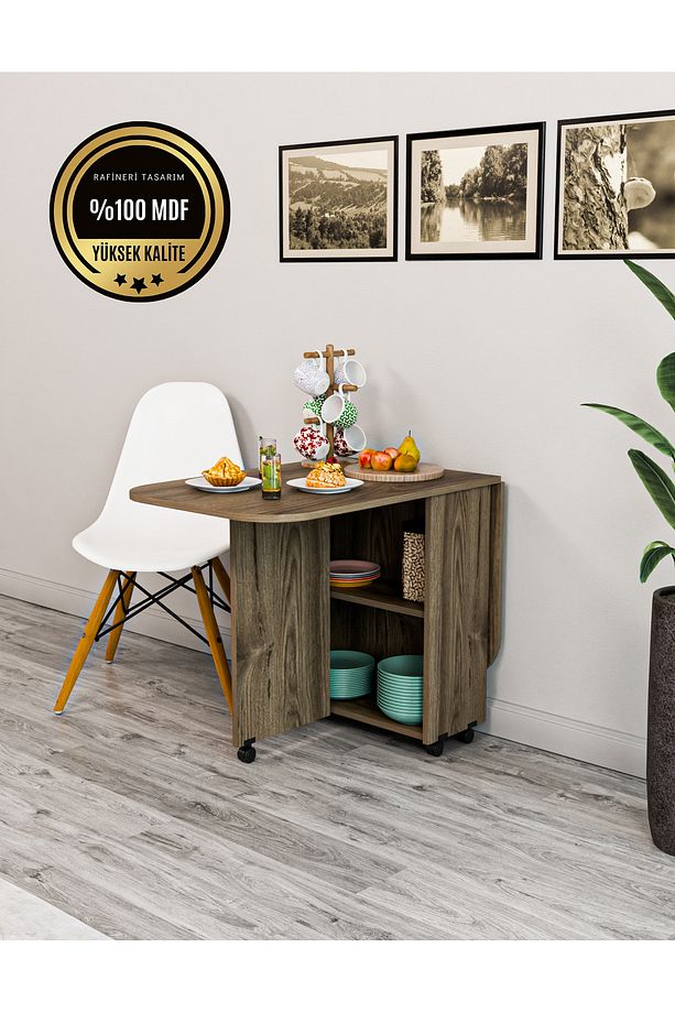 OVAL Masa Açılır Katlanır  fonksiyonel MDF - 3