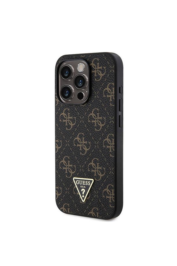 iPhone 16 Pro Max Uyumlu Kılıf Guess  Lisanslı PU Deri 4G Desenli Üçgen Logolu Kapak Siyah - 2