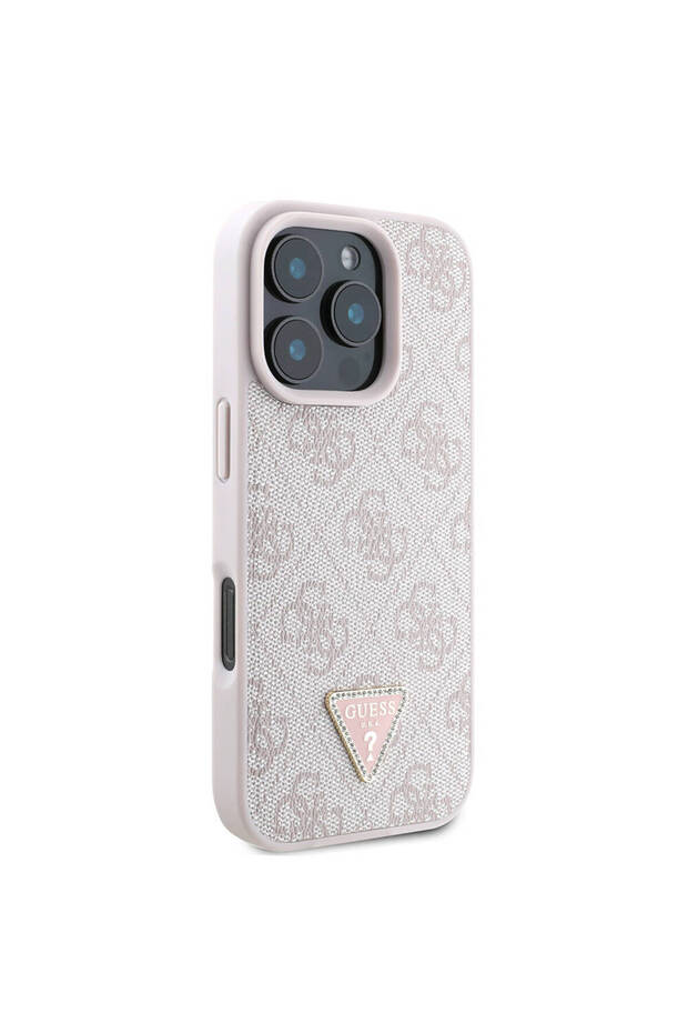 iPhone 16 Pro Max Compatible Case Guess Licensed Magsafe Featured Pu Leather 4g Patterned Rhinestone Triangle - 3