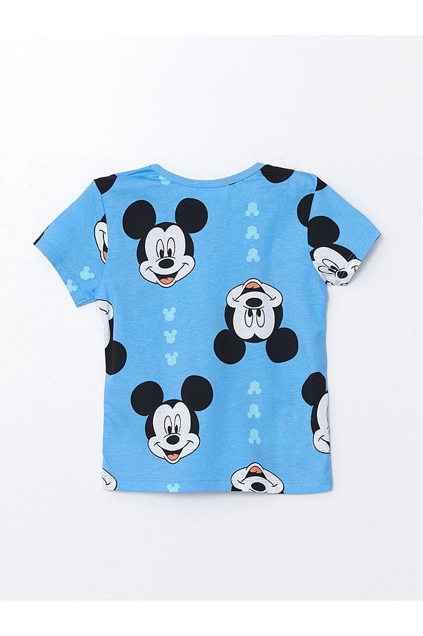 Lcw Bisiklet Yaka Kısa Kollu Mickey Mouse Baskılı Erkek Bebek Şortlu Pijama Takımı - 3