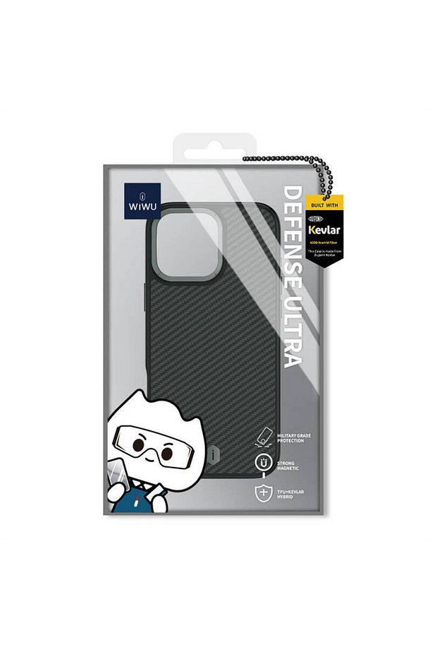 iPhone 16 Pro Max Kılıf Wiwu DCC-205 Magsafe Şarj Özellikli Aramid Fiber Tasarım Kevlar Kapak Siyah - 5