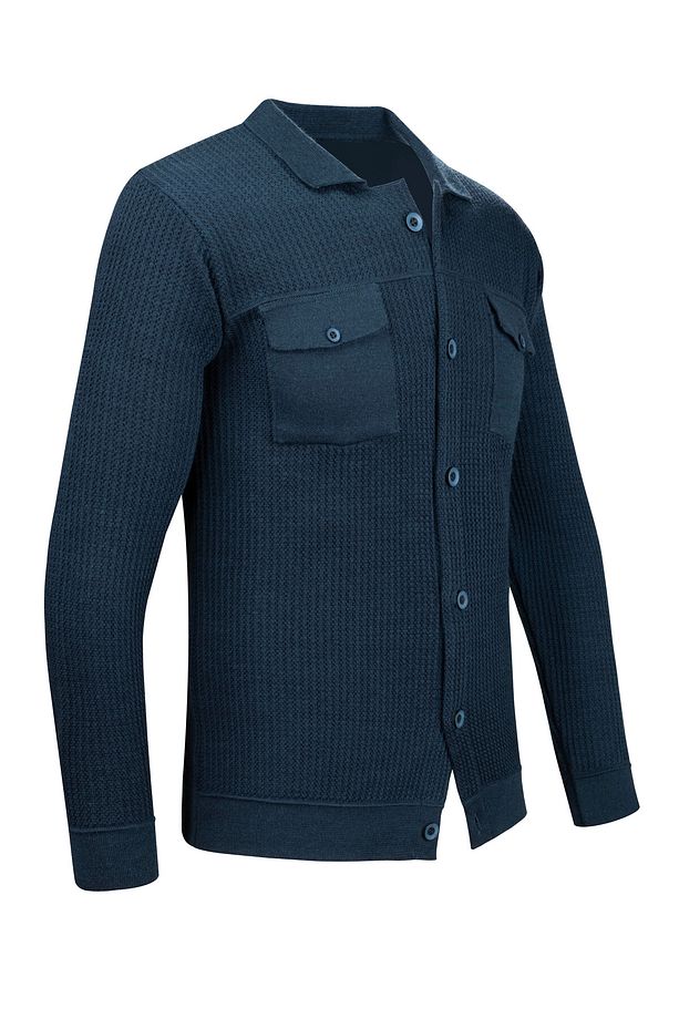 Çizgi Triko Erkek Düğmeli Çift Cepli Triko Örme Desenli Blazer Tek Ceket Regular Kalıp -5017G - 3