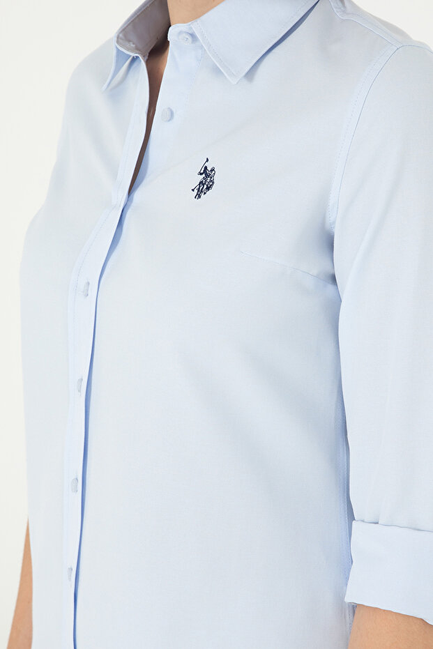 Jasnoniebieska damska koszula z długim rękawem basic 50288851-VR003 - 7