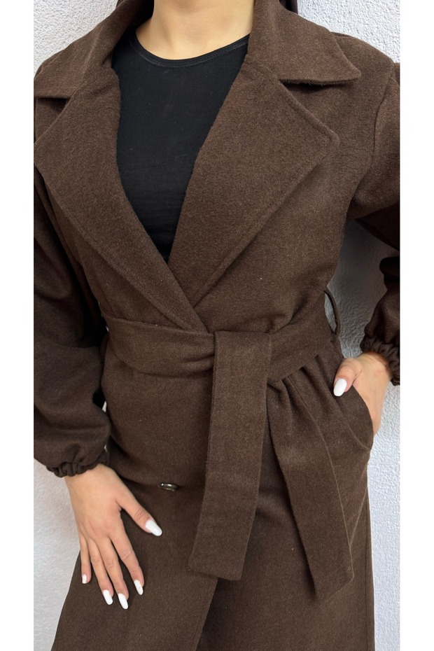 Balon Kol Astarlı Kaşe Kaban - 3