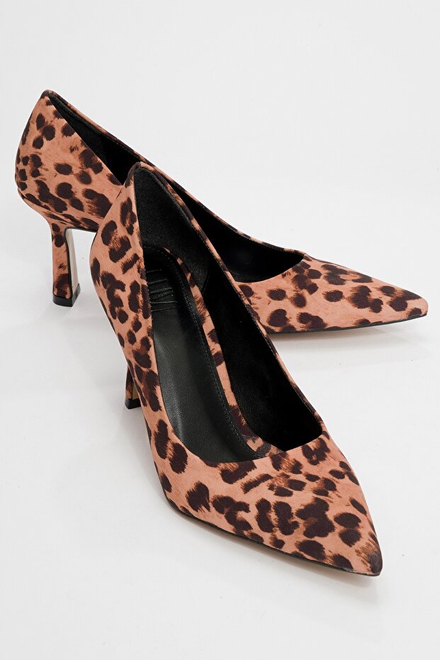 Calse Black Yellow Patterned Women's Heeled Shoes