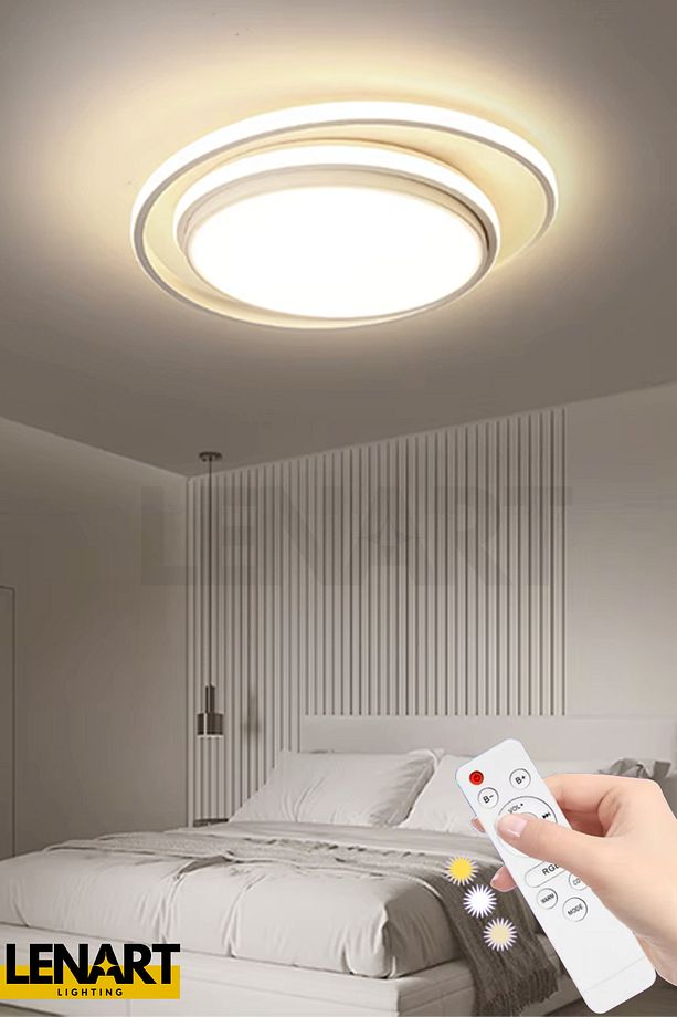 Galaksi Model Yuvarlak Led Avize,yüksek Aydınlatmalı,kumandalı Avize,3 Renk Aydınlatma Tavan Avizesi - 1