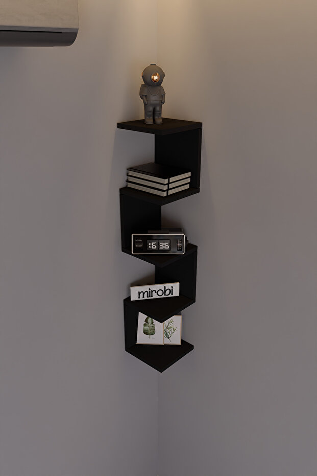 Artix Zigzag Duvar Rafı Siyah - 1