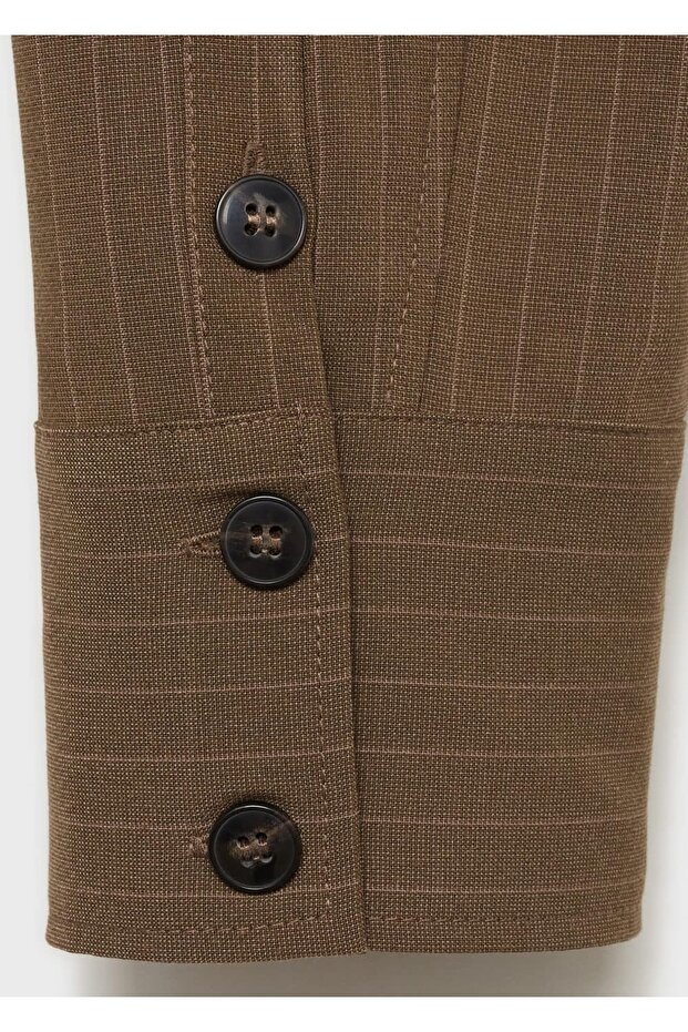 İnce çizgili gömlek ceket - 6