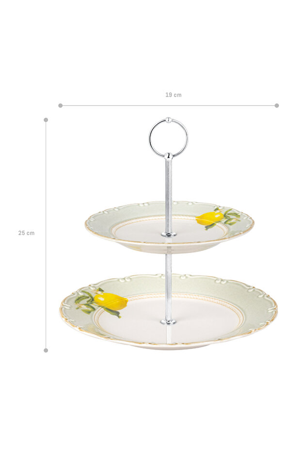 Lemon Patterned 2 Tier Cake Stand - 6