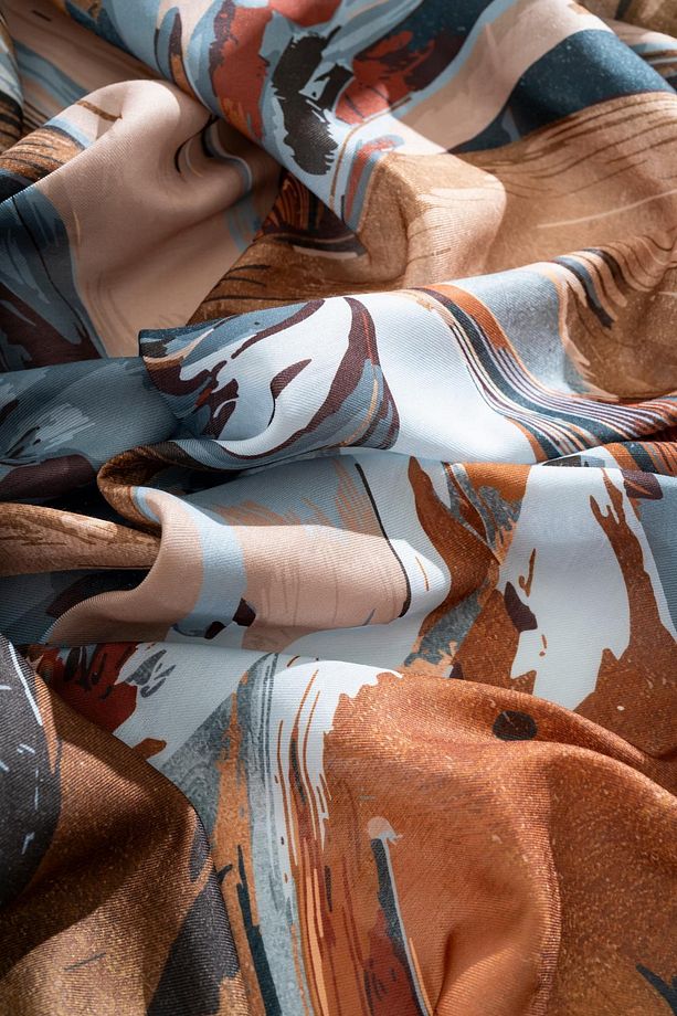 Kadın Digital Baskılı Fırça Desen Soft Eşarp 90x90 Cm - 3