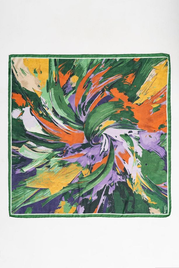 Kadın Digital Baskılı Fırça Desen Soft Eşarp 90x90 Cm - 5