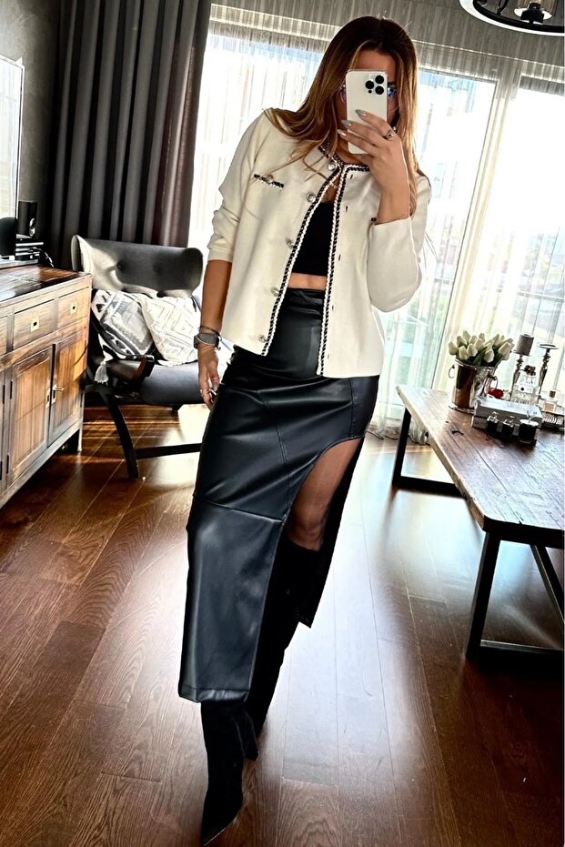 Black Twisted String Ribbed Cardigan - Pll-89 - 3