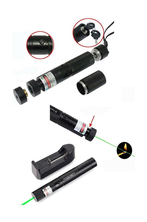 Yeşil Lazer Turbo Işın Şarjlı Yeşil Şarjlı Lazer Işaret Lazeri Pointer Işaretleme Lazer Kalem Lazer - 5