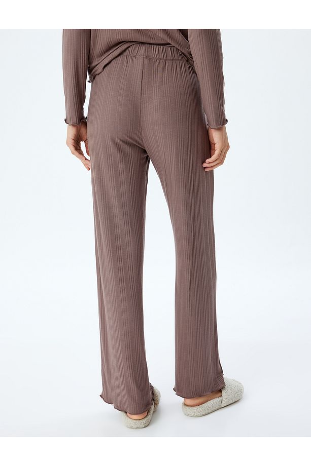 Örme Pijama Altı Bol Paça Dokulu Modal Kumaş - 4