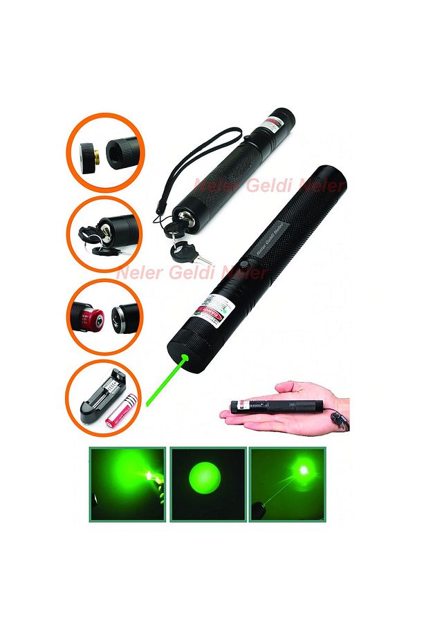 Yeşil Lazer Turbo Işın Şarjlı Yeşil Şarjlı Lazer Işaret Lazeri Pointer Işaretleme Lazer Kalem Lazer - 2