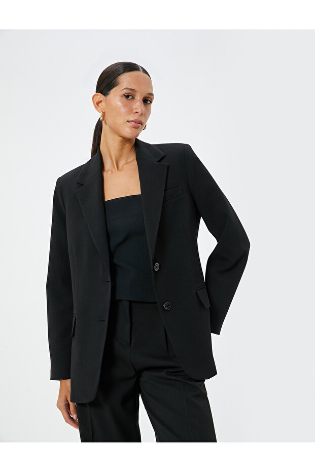 Blazer Jacket with Double Breasted Closure and Pocket Detail