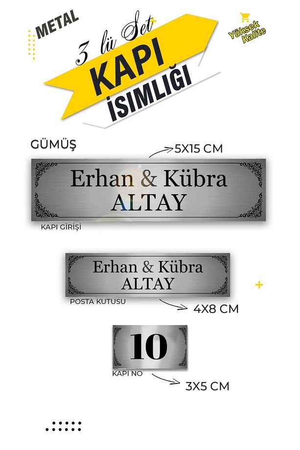 3'lü Set Kapı Isimliği, Kapı Numarası, Posta Kutusu Isimliği - 2