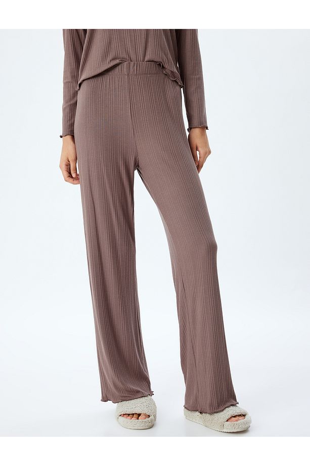 Örme Pijama Altı Bol Paça Dokulu Modal Kumaş - 3