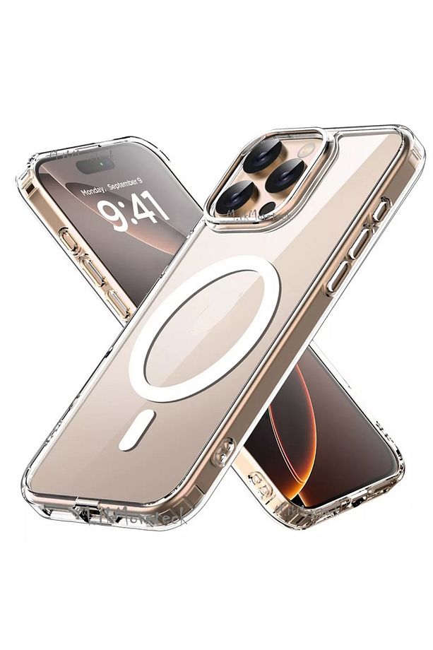 İphone 16 Pro Kılıf Magsafe Wireless Kablosuz Şarj Destekli Sert Silikon Şeffaf Kapak Manyetik - 1