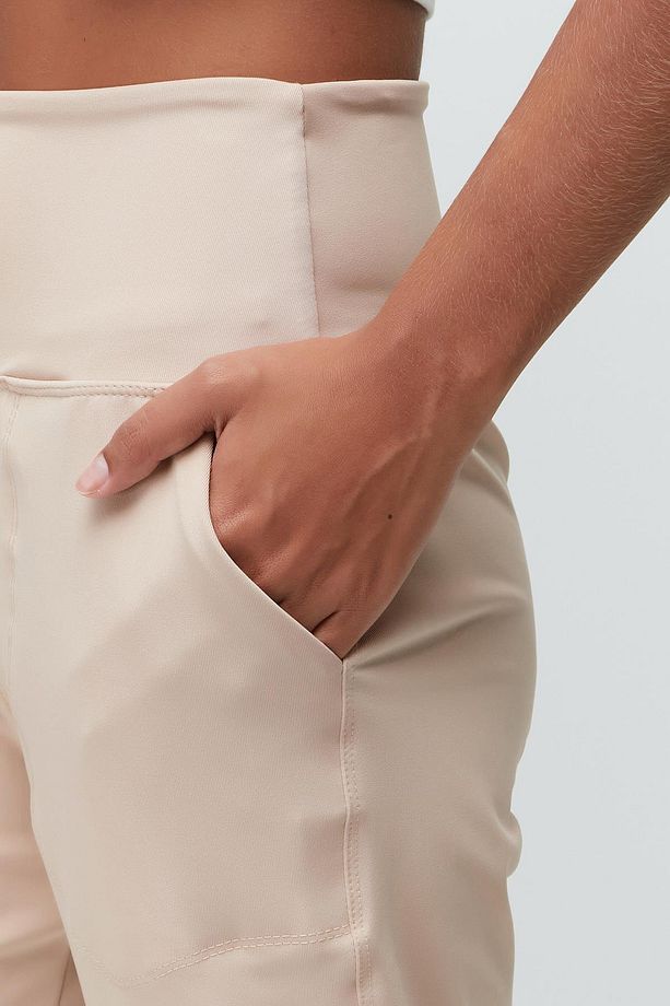 Yüksek Bel Manşetli Paça Jogger Eşofman Altı 811 Bej - 6