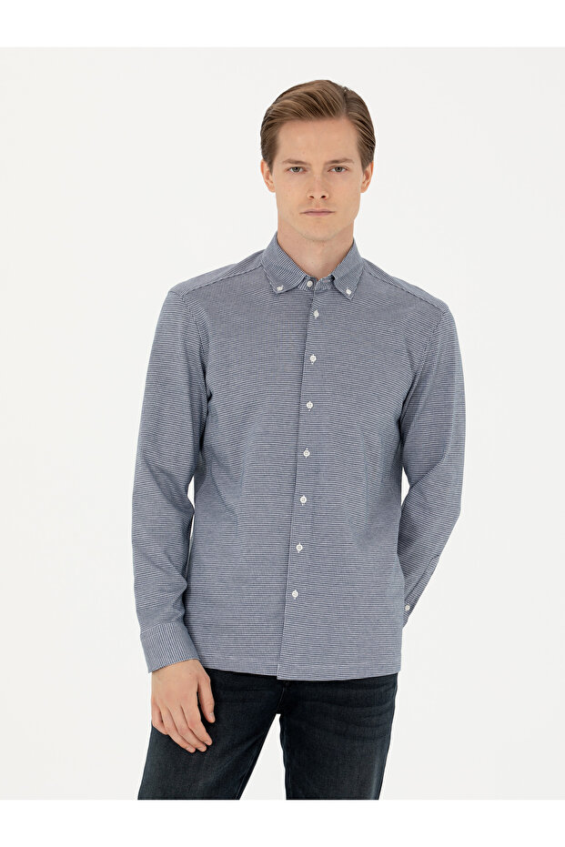 Indigo Slim Fit Long Sleeve Shirt 50255655-Vr028