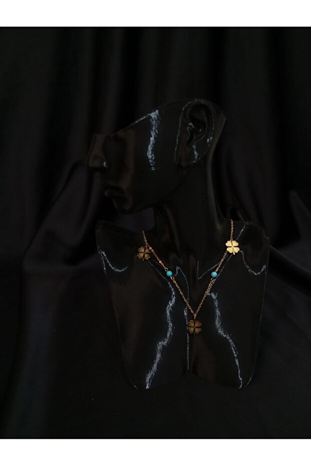 çelik yonca kolye - 5