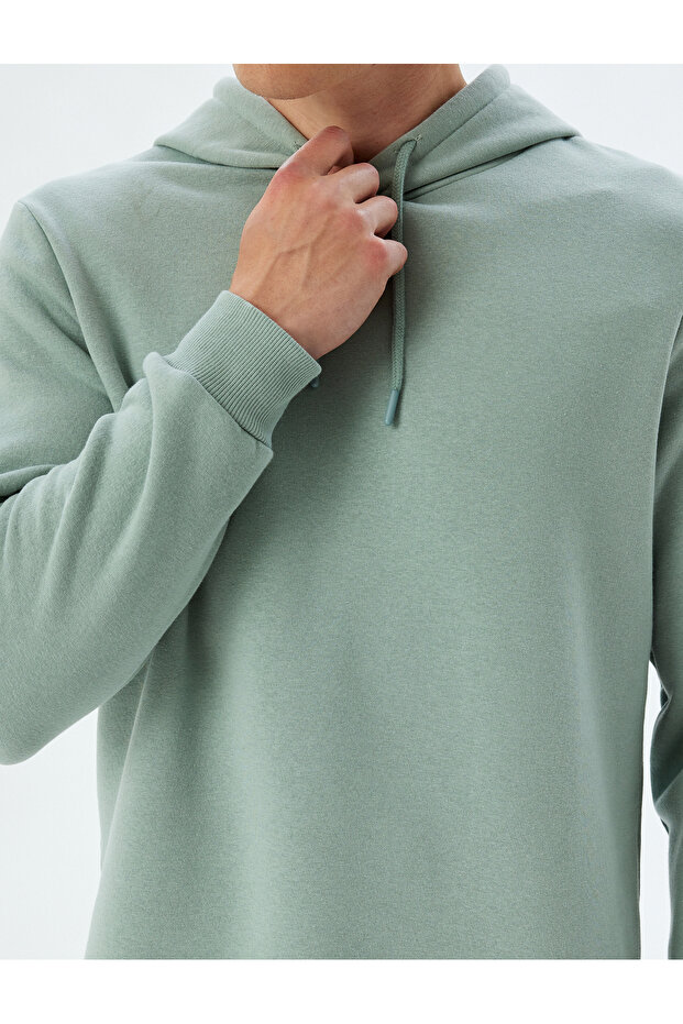 Raised Cotton Basic Hooded Sweatshirt - 5