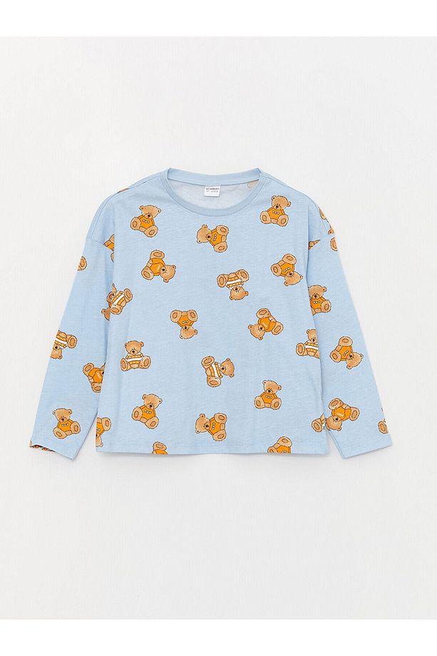 Lcwk Bisiklet Yaka Baskılı Uzun Kollu Kız Çocuk Pijama Takımı - 2