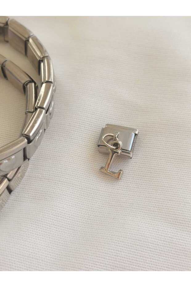 L Letter Steel Italian Charm