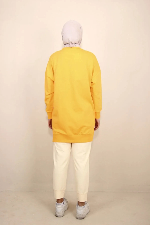 Two Thread Solid Color Ribbed Sweatshirt 30644 - 4